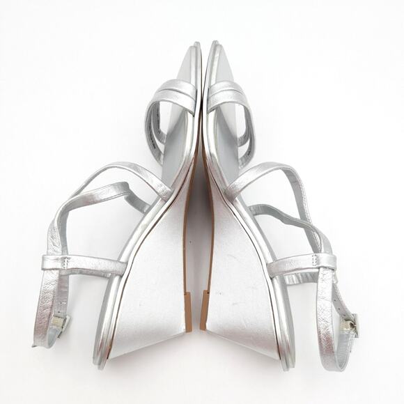 Caslon Paola Ankle Strap Wedge Sandal Women's Silver Metallic Size US8M EU39 - Picture 6 of 13